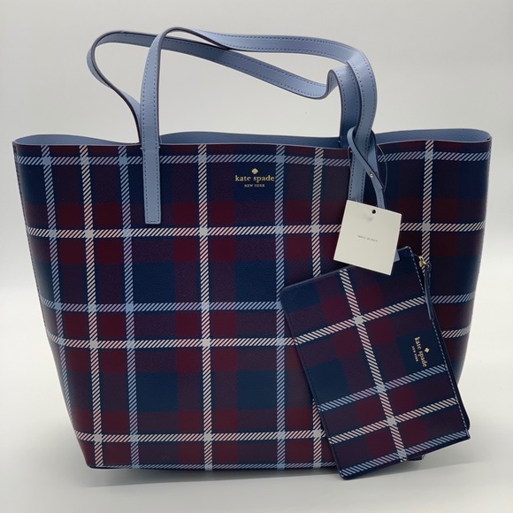 kate spade blue plaid purse